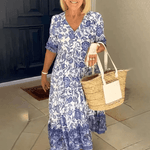 Lentejurk met Bloemenprint en V-hals - Dresses - Jurkjes.co