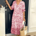 Lentejurk met Bloemenprint en V-hals - Dresses - Jurkjes.co