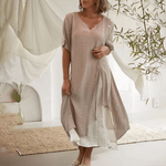 Lentejurk met V-hals en Knoopdetails - Women Summer Dress - Jurkjes.co