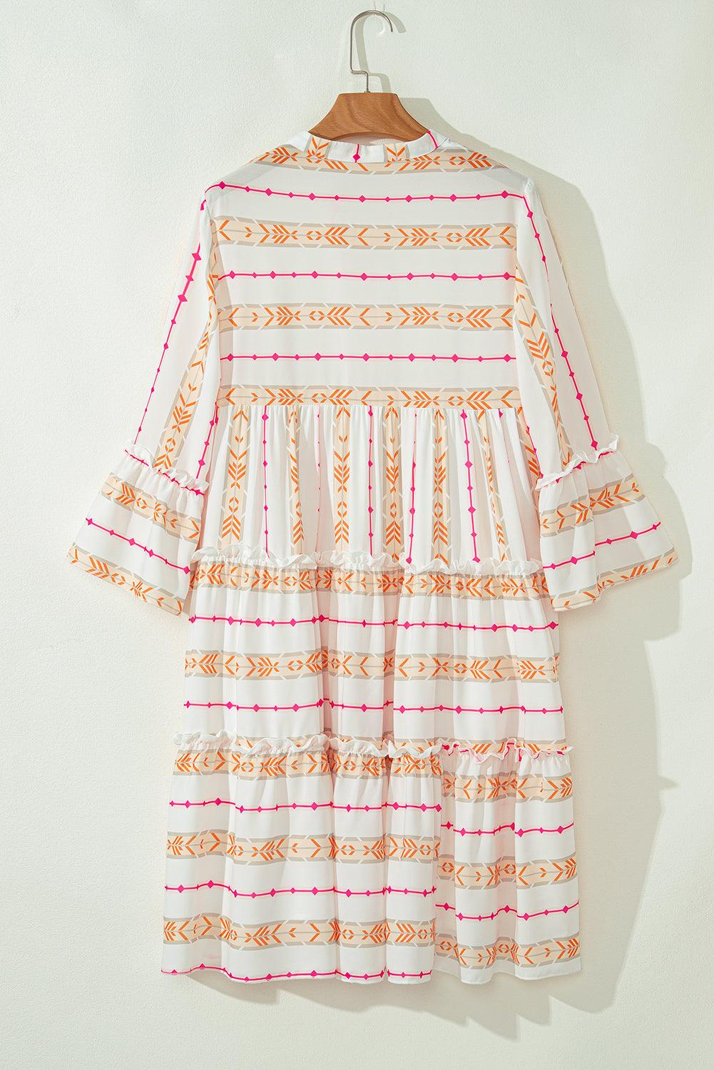 Losse Jurk met Geometrisch Patroon - Mini Dresses - Jurkjes.co
