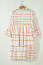 Losse Jurk met Geometrisch Patroon - Mini Dresses - Jurkjes.co