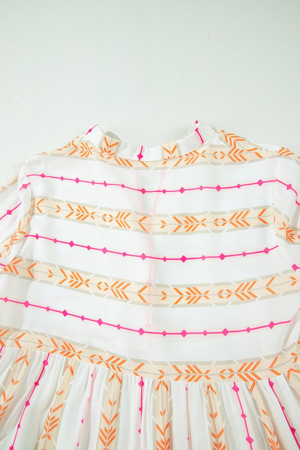 Losse Jurk met Geometrisch Patroon - Mini Dresses - Jurkjes.co