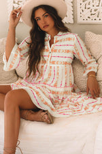 Losse Jurk met Geometrisch Patroon - Mini Dresses - Jurkjes.co