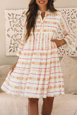 Losse Jurk met Geometrisch Patroon - Mini Dresses - Jurkjes.co