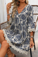 Losse Jurk met Vintage Print - Mini Dresses - Jurkjes.co