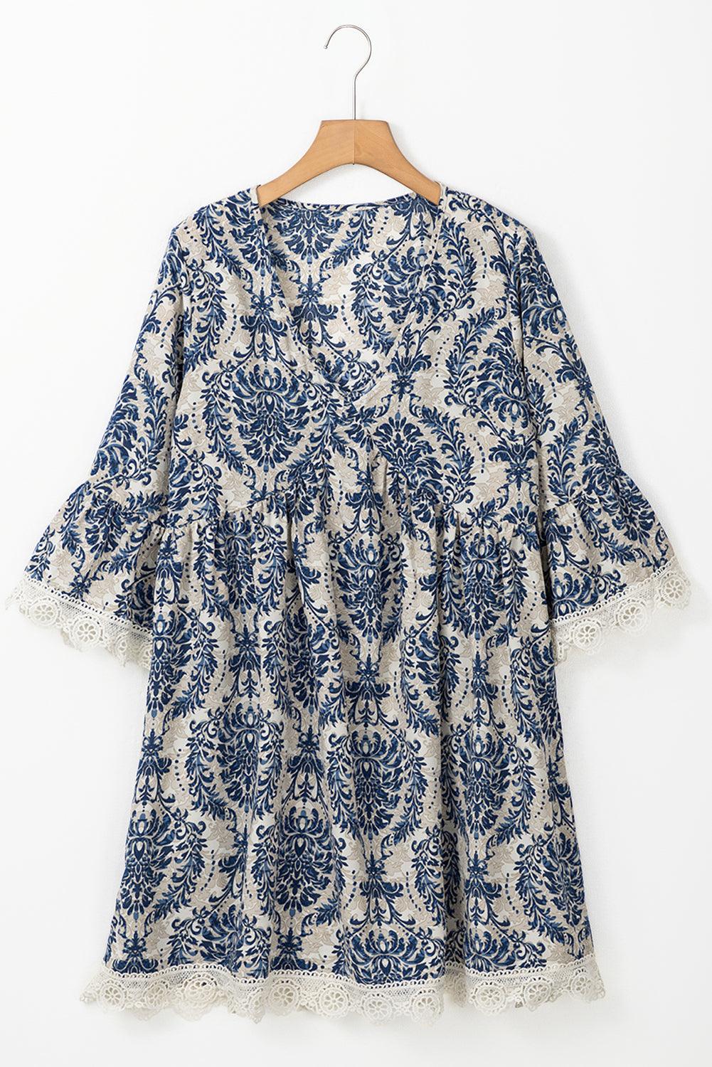Losse Jurk met Vintage Print - Mini Dresses - Jurkjes.co
