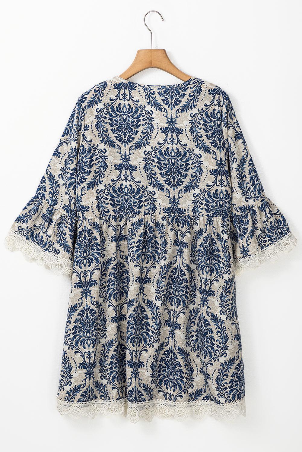 Losse Jurk met Vintage Print - Mini Dresses - Jurkjes.co