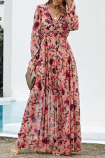 Lotus Gelaagde Maxi Jurk met Ruches - Floral Dresses - Jurkjes.co