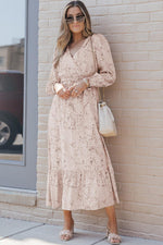 Luipaard Maxi Jurk met Sjerp en Pofmouwen - Maxi Dresses - Jurkjes.co