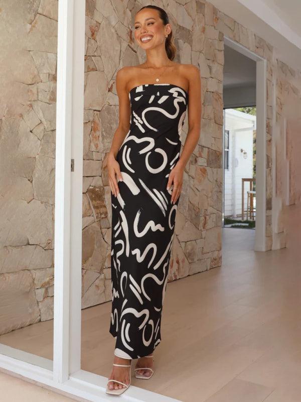 Maxi Jurk met Abstracte Print en Tube Top - Maxi Dresses - Jurkjes.co