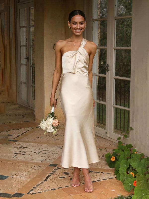 Maxi Jurk met Asymmetrische Schouder en Strik - Maxi Dresses - Jurkjes.co