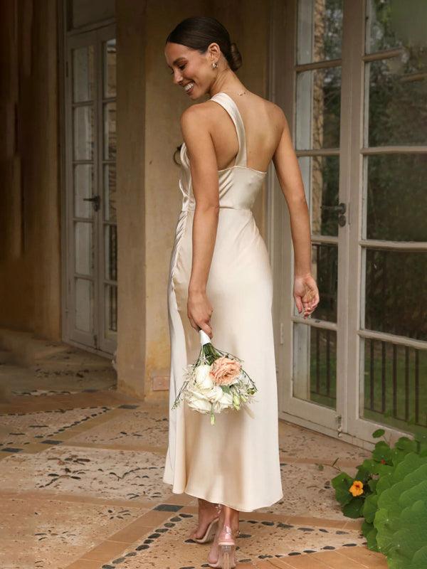 Maxi Jurk met Asymmetrische Schouder en Strik - Maxi Dresses - Jurkjes.co
