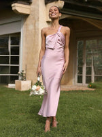 Maxi Jurk met Asymmetrische Schouder en Strik - Maxi Dresses - Jurkjes.co