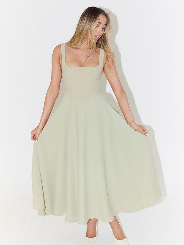 Maxi Jurk met Bandjes en Effen Design - Maxi Dresses - Jurkjes.co