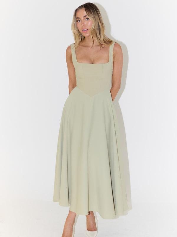 Maxi Jurk met Bandjes en Effen Design - Maxi Dresses - Jurkjes.co