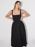 Maxi Jurk met Bandjes en Effen Design - Maxi Dresses - Jurkjes.co