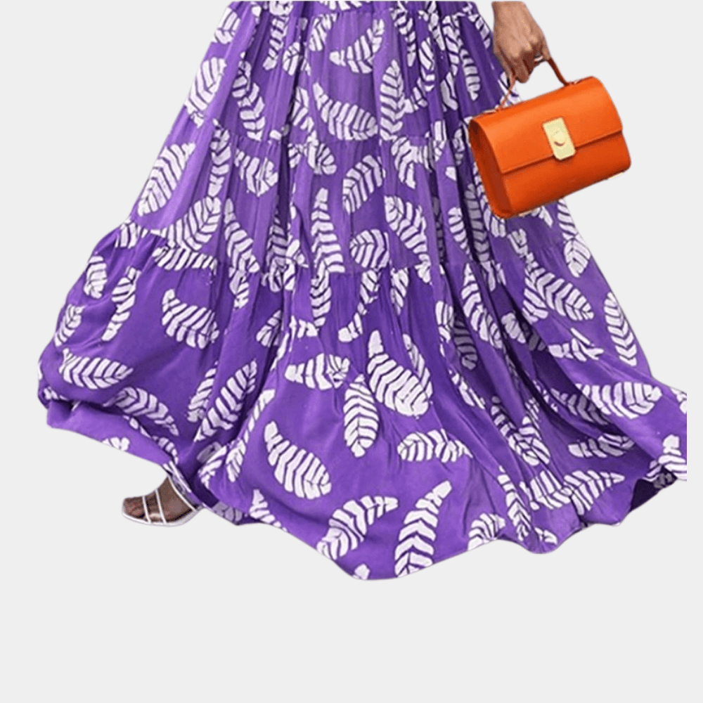 Maxi Jurk met Bladprint en Ruches - Women Summer Dress - Jurkjes.co