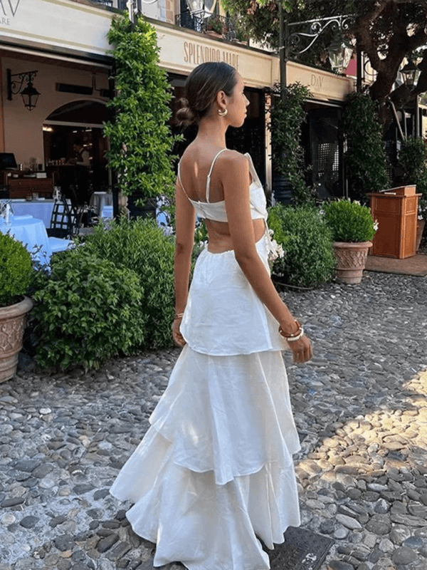 Maxi Jurk met Bloemdetail en Open Rug - Maxi Dresses - Jurkjes.co