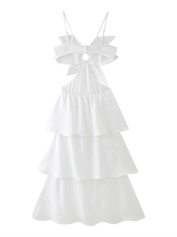 Maxi Jurk met Bloemdetail en Open Rug - Maxi Dresses - Jurkjes.co