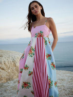 Maxi Jurk met Bloemen- en Streeppatroon - Maxi Dresses - Jurkjes.co