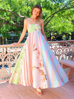 Maxi Jurk met Bloemen- en Streeppatroon - Maxi Dresses - Jurkjes.co