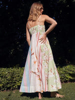 Maxi Jurk met Bloemen- en Streeppatroon - Maxi Dresses - Jurkjes.co