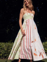 Maxi Jurk met Bloemen- en Streeppatroon - Maxi Dresses - Jurkjes.co