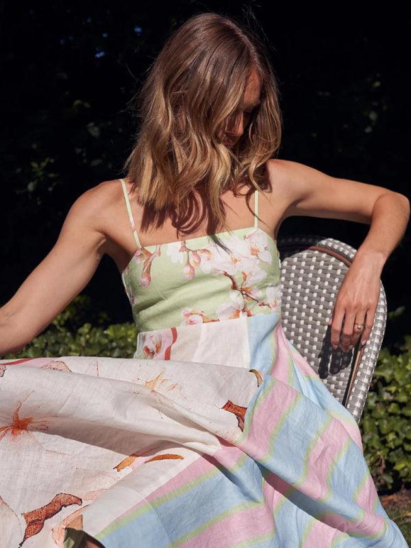 Maxi Jurk met Bloemen- en Streeppatroon - Maxi Dresses - Jurkjes.co