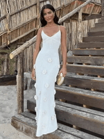 Maxi Jurk met Bloemenapplicaties - Midi Dresses - Jurkjes.co