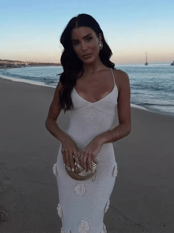 Maxi Jurk met Bloemenapplicaties - Midi Dresses - Jurkjes.co