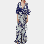 Maxi Jurk met Bloemenprint en Ceintuur - Women Summer Dress - Jurkjes.co