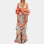 Maxi Jurk met Bloemenprint en Ceintuur - Women Summer Dress - Jurkjes.co