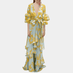 Maxi Jurk met Bloemenprint en Ceintuur - Women Summer Dress - Jurkjes.co