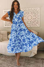 Maxi Jurk met Bloemenprint en Flutter Mouwen - Floral Dresses - Jurkjes.co