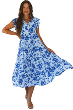 Maxi Jurk met Bloemenprint en Flutter Mouwen - Floral Dresses - Jurkjes.co