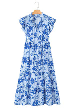 Maxi Jurk met Bloemenprint en Flutter Mouwen - Floral Dresses - Jurkjes.co