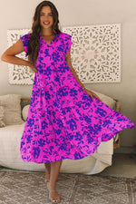 Maxi Jurk met Bloemenprint en Flutter Mouwen - Floral Dresses - Jurkjes.co