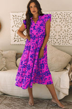 Maxi Jurk met Bloemenprint en Flutter Mouwen - Floral Dresses - Jurkjes.co