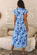 Maxi Jurk met Bloemenprint en Flutter Mouwen - Floral Dresses - Jurkjes.co