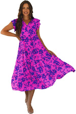 Maxi Jurk met Bloemenprint en Flutter Mouwen - Floral Dresses - Jurkjes.co