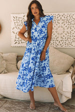 Maxi Jurk met Bloemenprint en Flutter Mouwen - Floral Dresses - Jurkjes.co