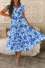 Maxi Jurk met Bloemenprint en Flutter Mouwen - Floral Dresses - Jurkjes.co