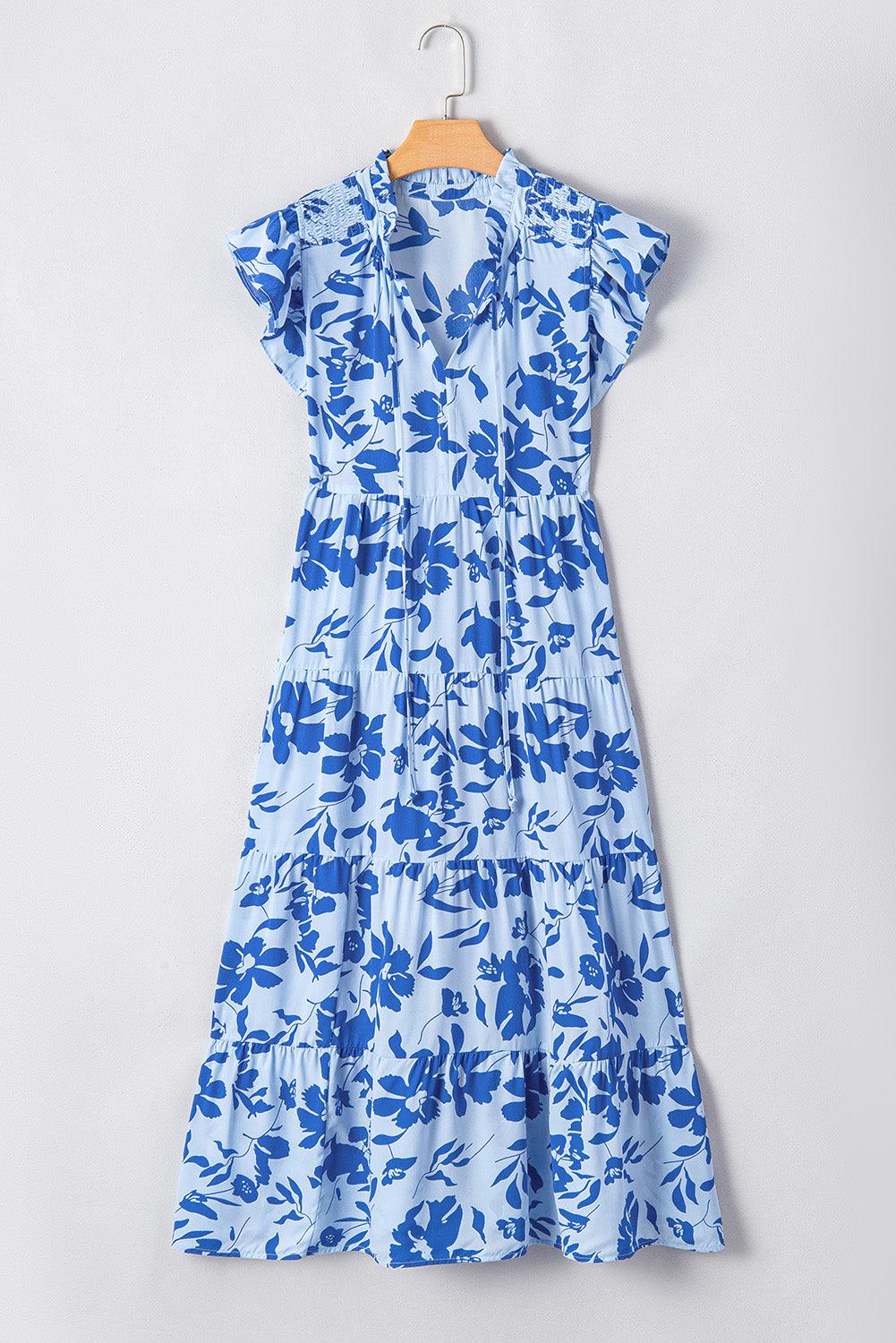 Maxi Jurk met Bloemenprint en Flutter Mouwen - Floral Dresses - Jurkjes.co