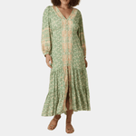 Maxi Jurk met Bloemenprint en Knoopsluiting - CB- Dresses - Jurkjes.co