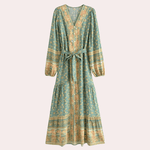 Maxi Jurk met Bloemenprint en Knoopsluiting - CB- Dresses - Jurkjes.co