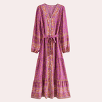 Maxi Jurk met Bloemenprint en Knoopsluiting - CB- Dresses - Jurkjes.co