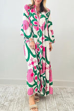 Maxi Jurk met Bloemenprint en Knoopsluiting - Maxi Dresses - Jurkjes.co