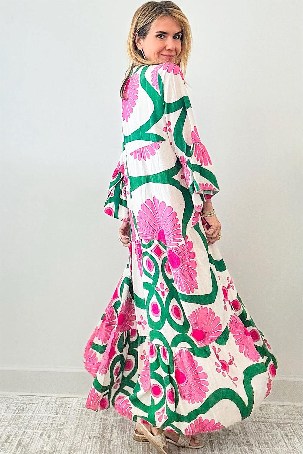 Maxi Jurk met Bloemenprint en Knoopsluiting - Maxi Dresses - Jurkjes.co