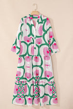 Maxi Jurk met Bloemenprint en Knoopsluiting - Maxi Dresses - Jurkjes.co