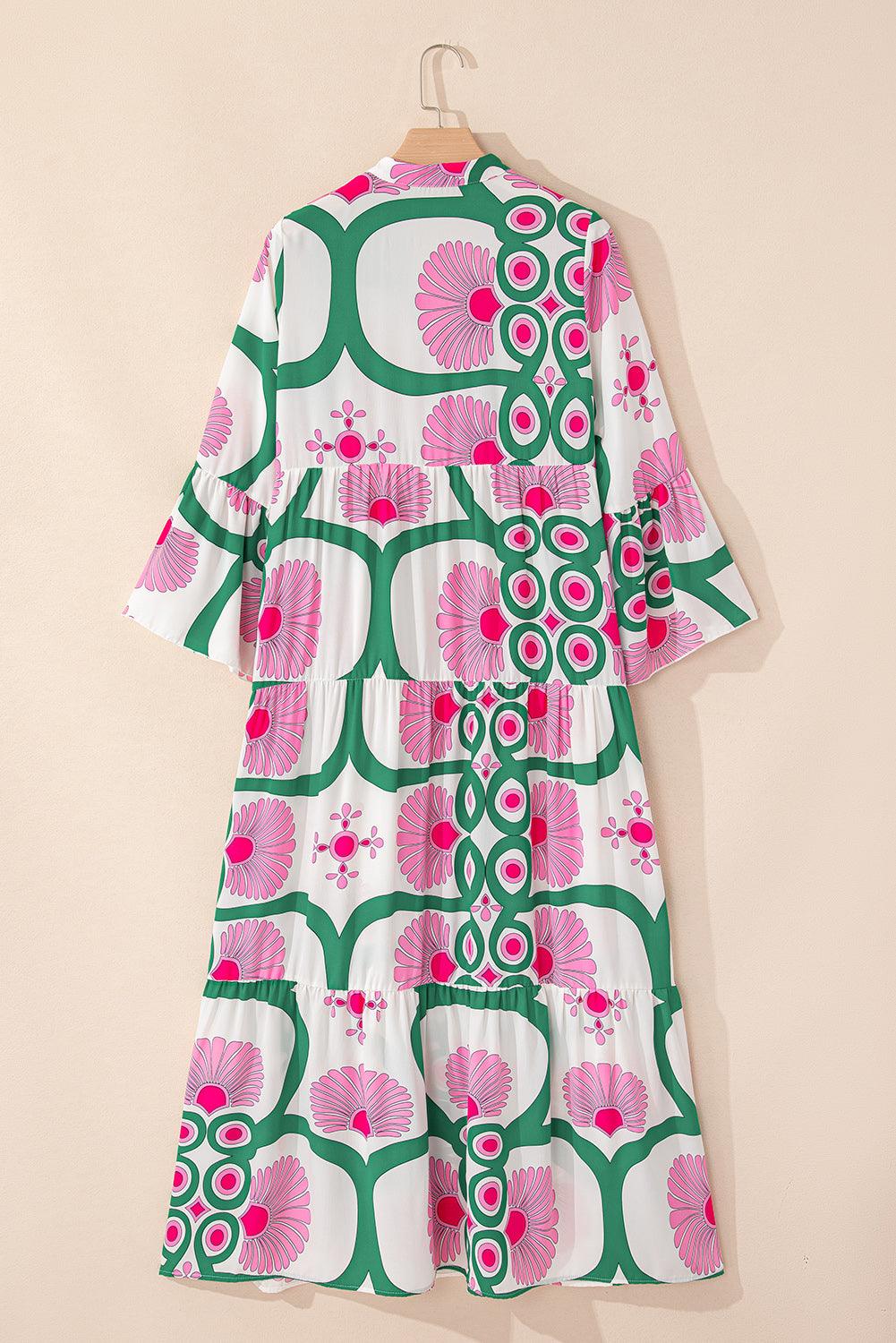 Maxi Jurk met Bloemenprint en Knoopsluiting - Maxi Dresses - Jurkjes.co
